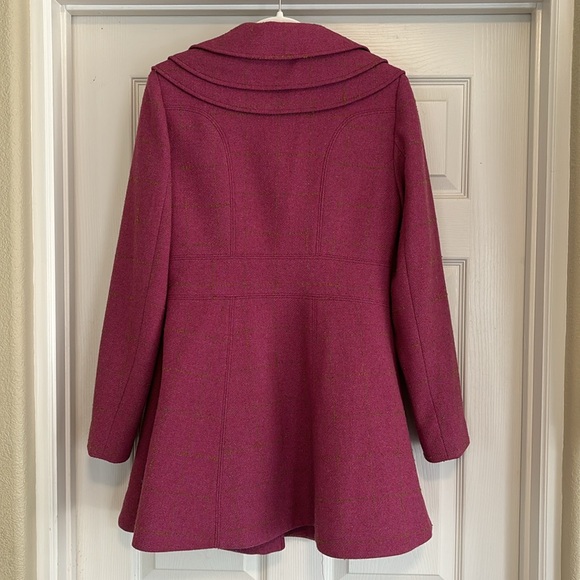 LAUNDRY by Shelli Segal wool tweed Fit & Flare peacoat size 6 pink/gold buttons - Picture 3 of 13